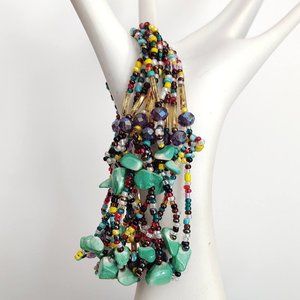 Seed bead, crystal and faux stone seed bead bracelet